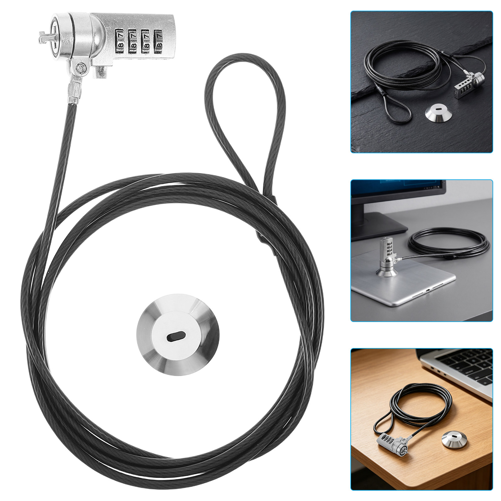 Laptop Lock Cable - 1 Set Dizüstü Bilgisayar Kombinasyon Kilidi